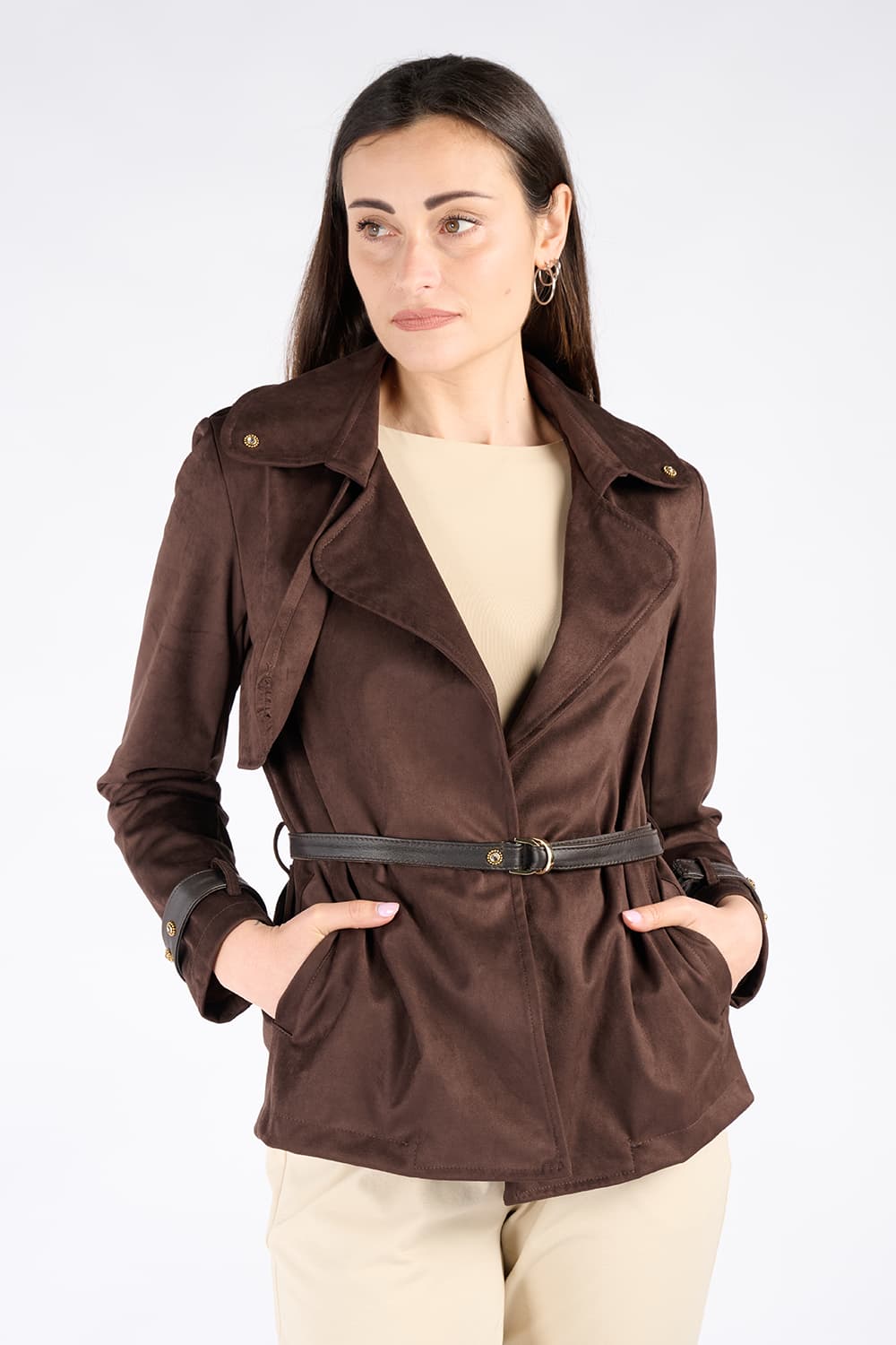 Trenchcoat mit Nieten woman Barone firenze - 1