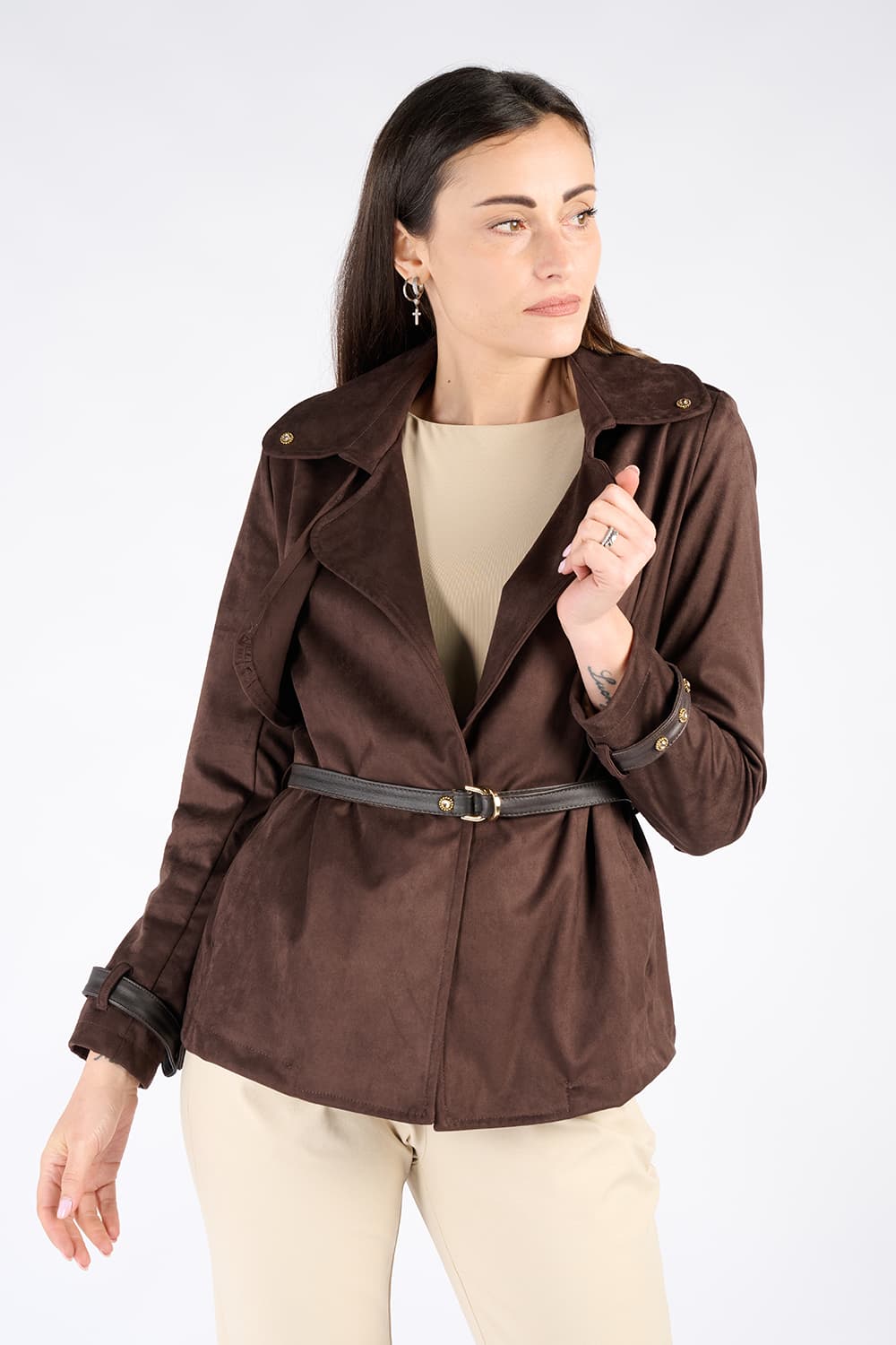 Trenchcoat mit Nieten woman Barone firenze - 3