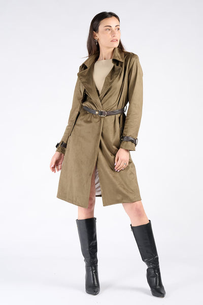 Trenchcoat Alcantara Grün