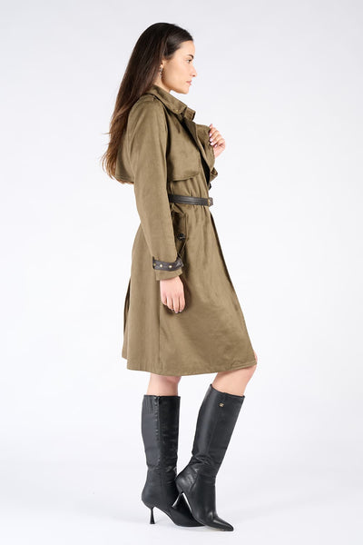 Trenchcoat Alcantara Grün