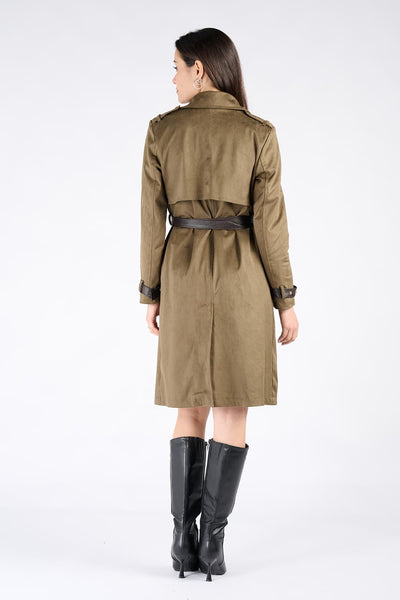 Trenchcoat Alcantara Grün