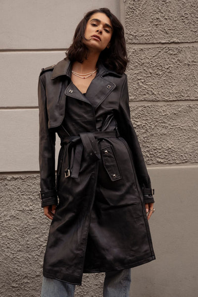 Trenchcoat mit Nieten Schwarz