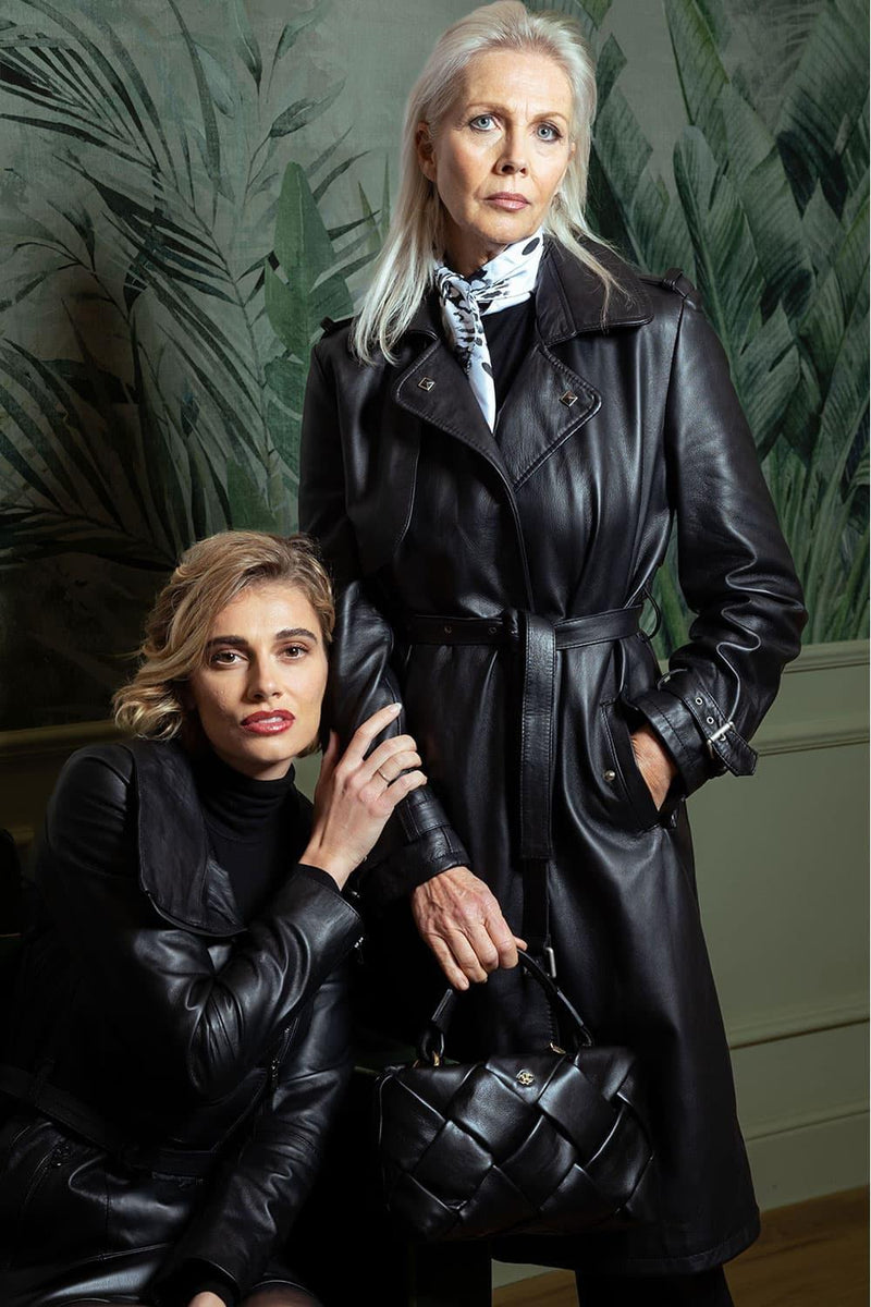 Studded Trench Coat in Black woman Barone firenze - 11
