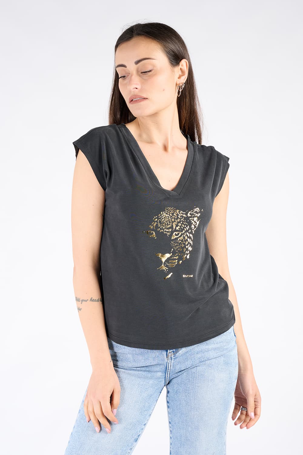 T-shirt Leopardo Donna 100% made in Italy - Barone Firenze