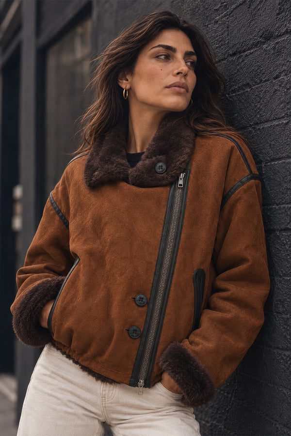 Viktoria Shearling Style Cuoio/Cioccolato woman Barone firenze