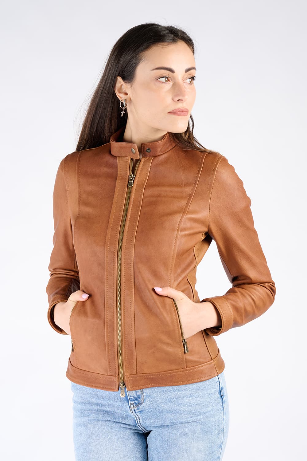 Giacca Viola Cuoio Donna 100% vera pelle Made in Italy - Barone Firenze