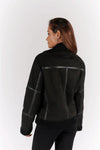 Chiodo Shearling Style Women's Black unisex Barone firenze - 11