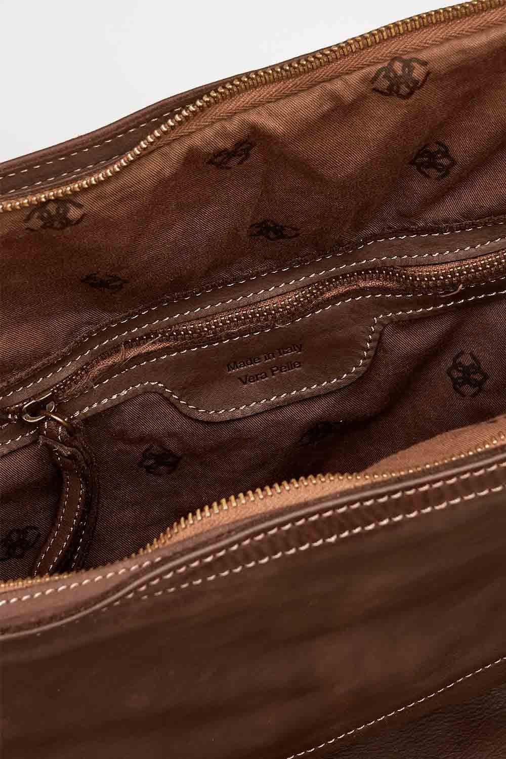 BRN - 050 Backpack in Dark Brown unisex Barone firenze - 6