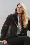 Chiodo Shearling Style Women's Black unisex Barone firenze - 8