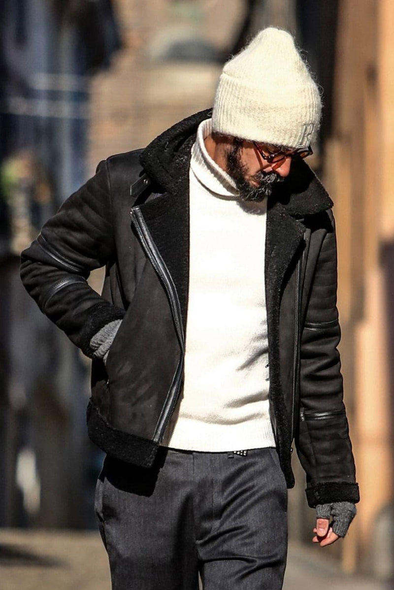 Chiodo Shearling Style Black unisex Barone firenze - 3