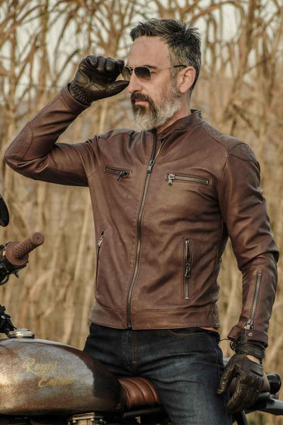 Michele Lederjacke mit Nähten