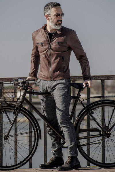 Michele Lederjacke mit Nähten