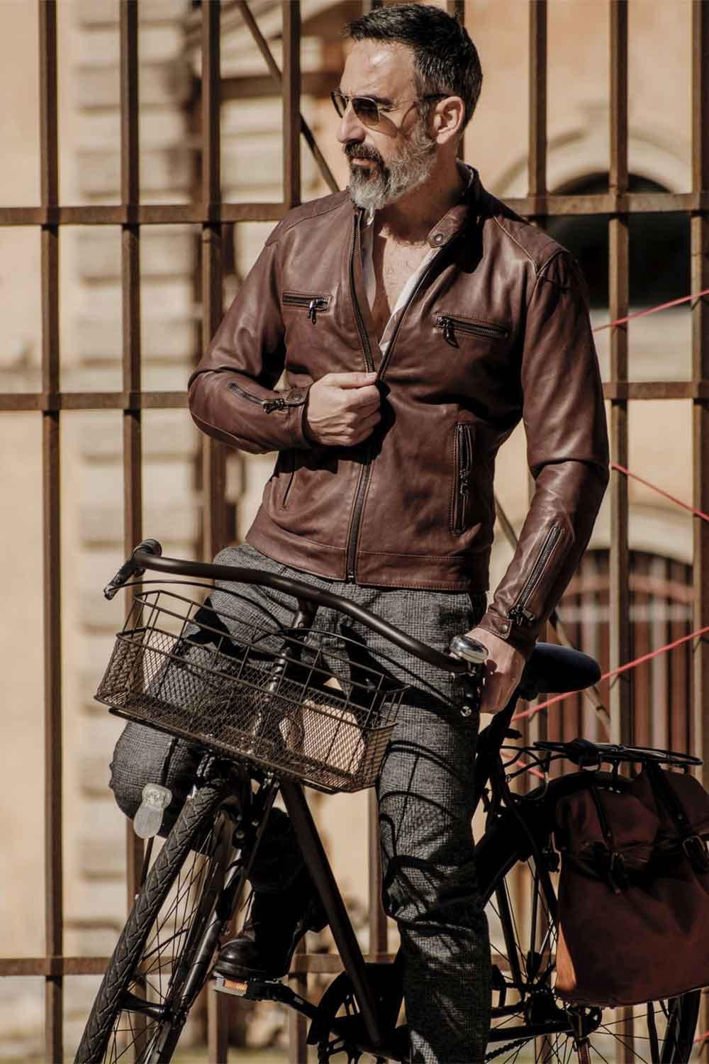Michele Leather Jacket with Stitching man Barone firenze - 7
