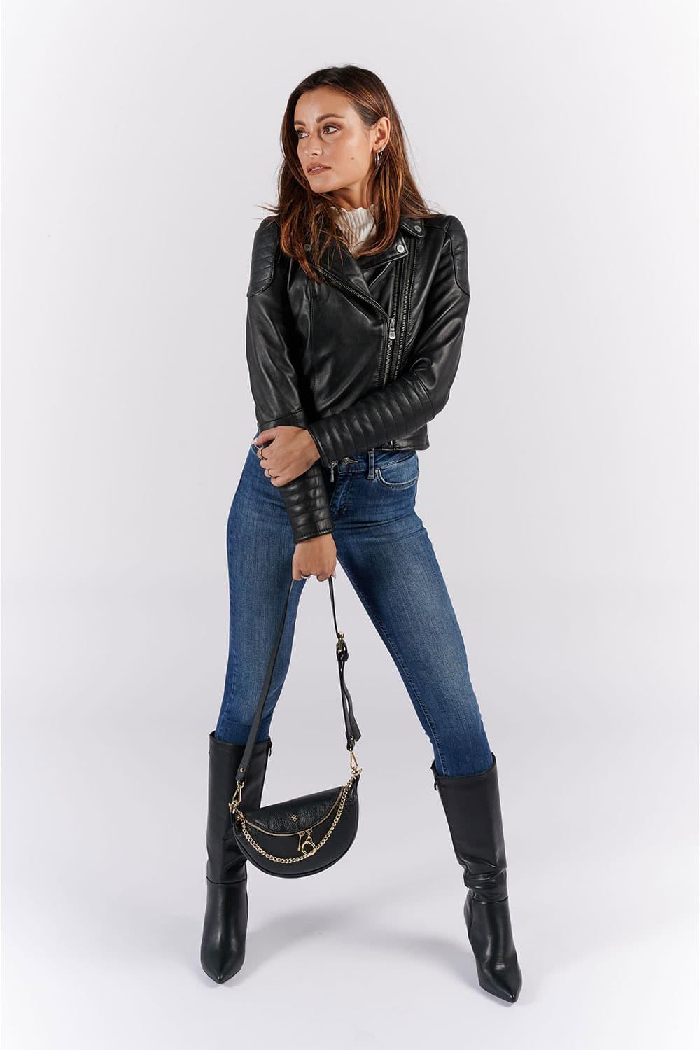 Gürteltasche Bea Schwarz woman Barone firenze - 6