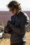 Michele Black Leather Jacket with Stitching man Barone firenze - 3