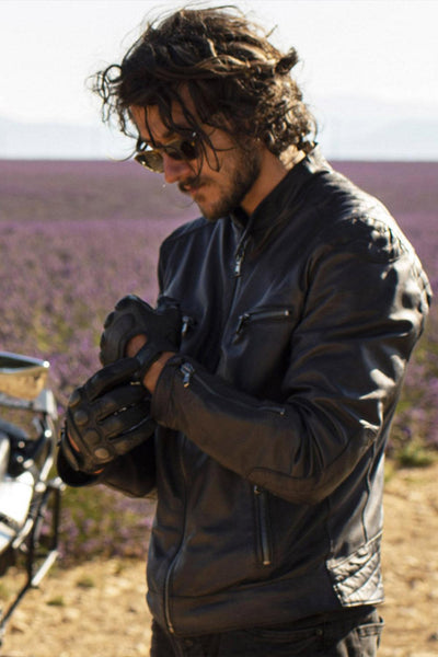 Michele Black Leather Jacket with Stitching