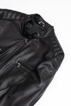 Michele Black Leather Jacket with Stitching man Barone firenze - 4