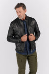 Michele Black Leather Jacket with Stitching man Barone firenze - 1