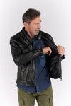 Michele Black Leather Jacket with Stitching man Barone firenze - 2