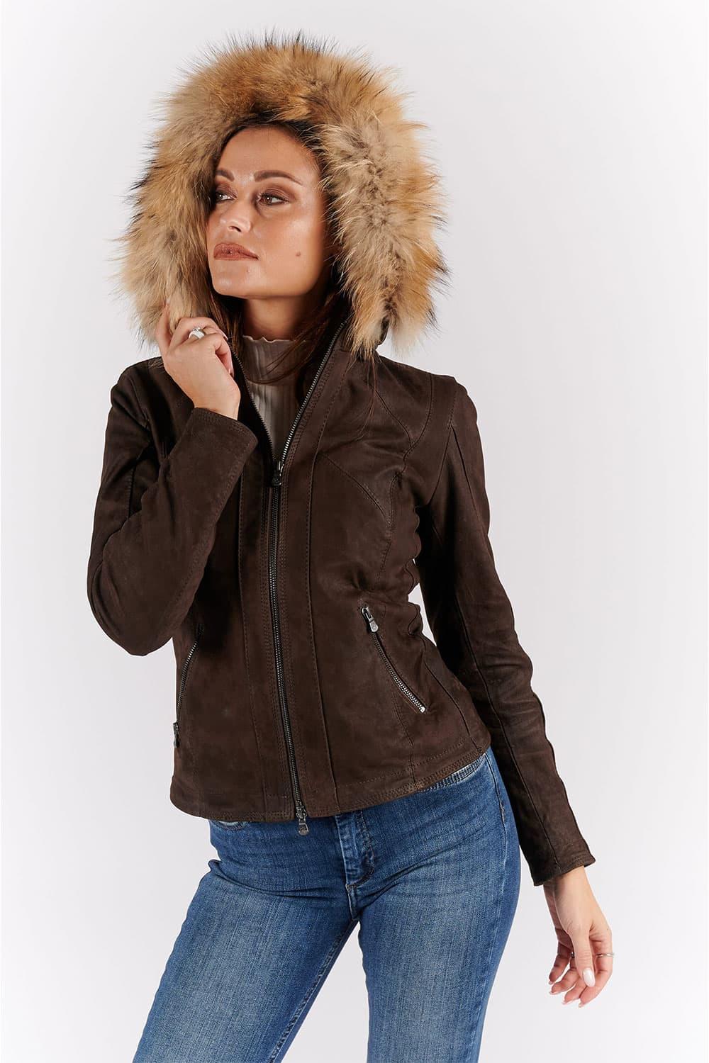 Sofia Geölt mit Kapuze Fur Dunkelbraun woman Barone firenze - 8