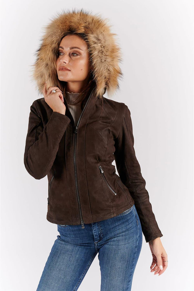 Sofia Geölt mit Kapuze Fur Dunkelbraun woman Barone firenze - 8